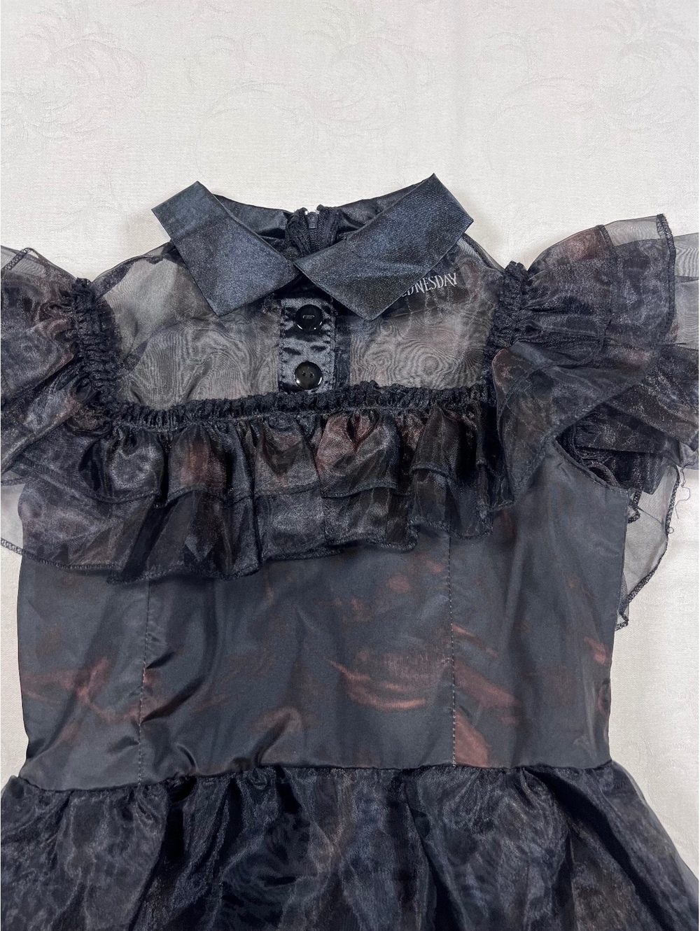 Wednesday Girls Costume Black Sheer Dress Size Small